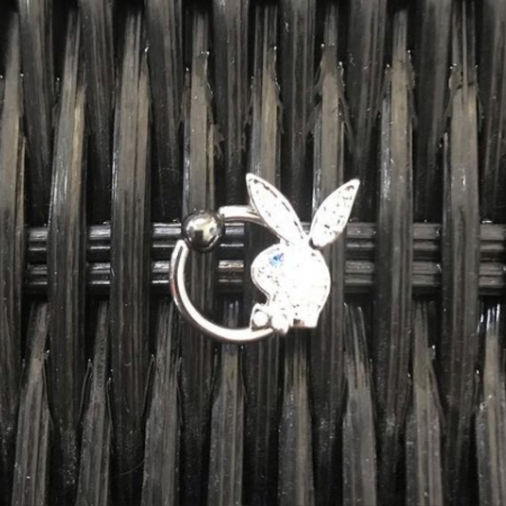 playboy crystal belly button navel ring jewelry